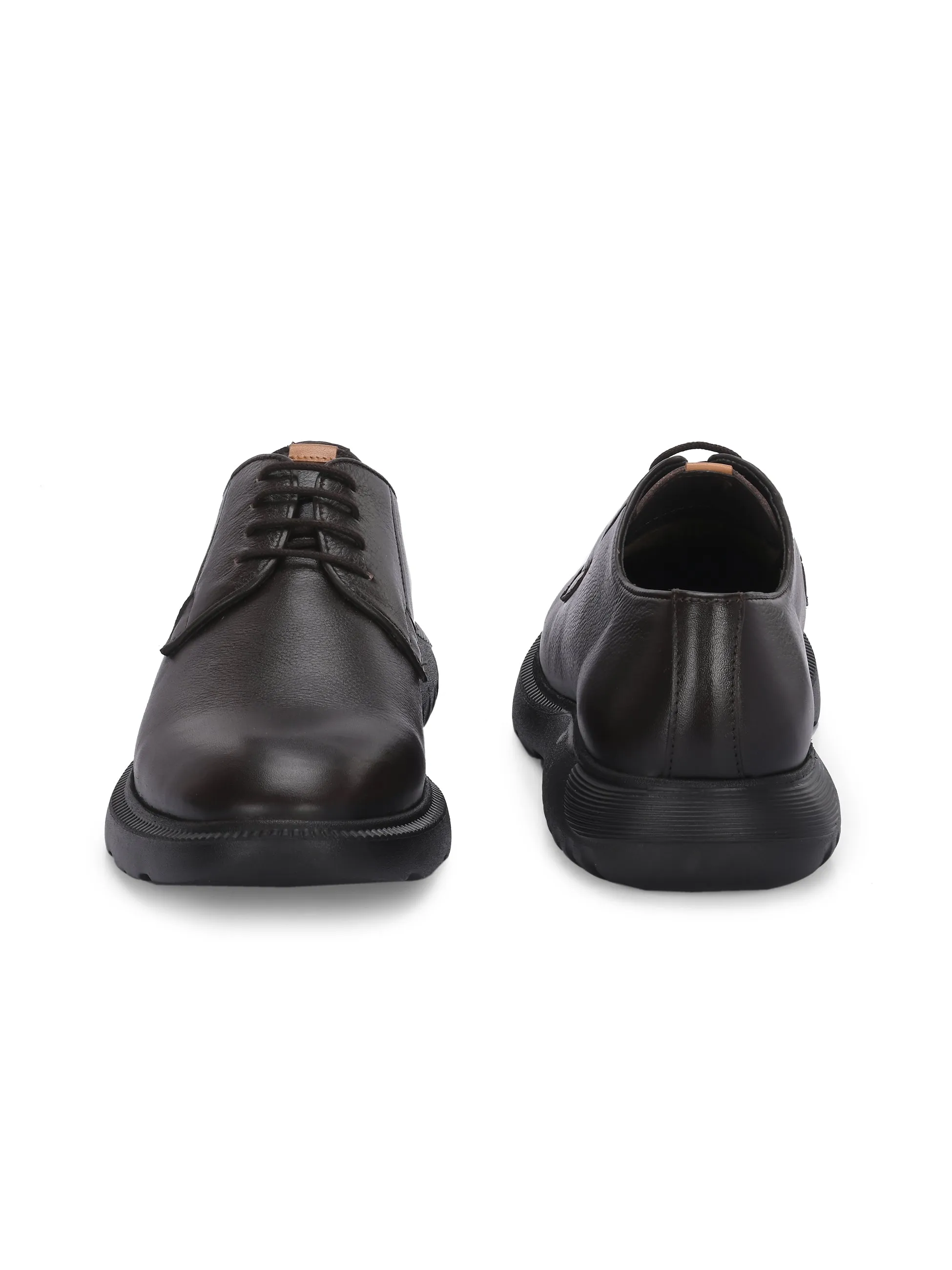 HITZ Herren Braune Leder Casual Schnürschuhe