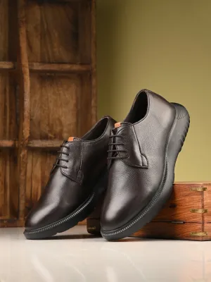 HITZ Herren Braune Leder Casual Schnürschuhe