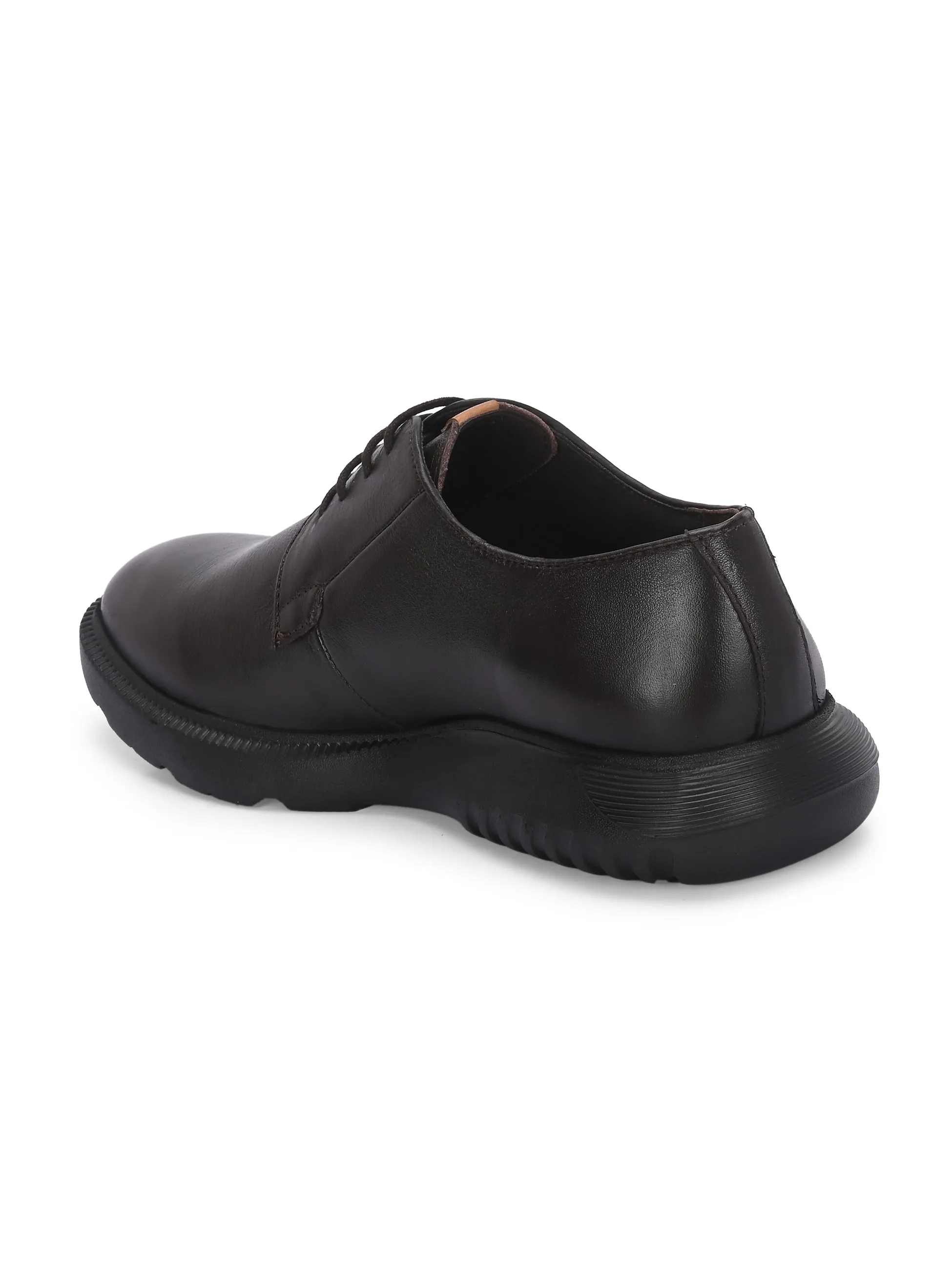 HITZ Herren Braune Leder Casual Schnürschuhe