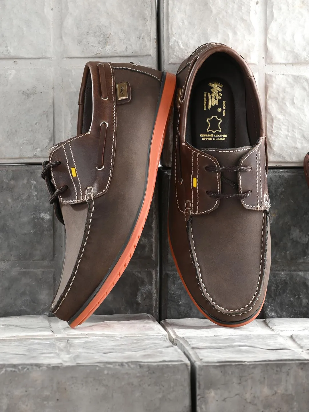 Hitz Herren Braune Leder Schnürbootschuhe