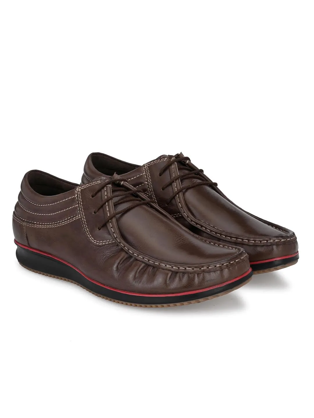 Hitz Herren Braune Lederschnürschuhe Casual