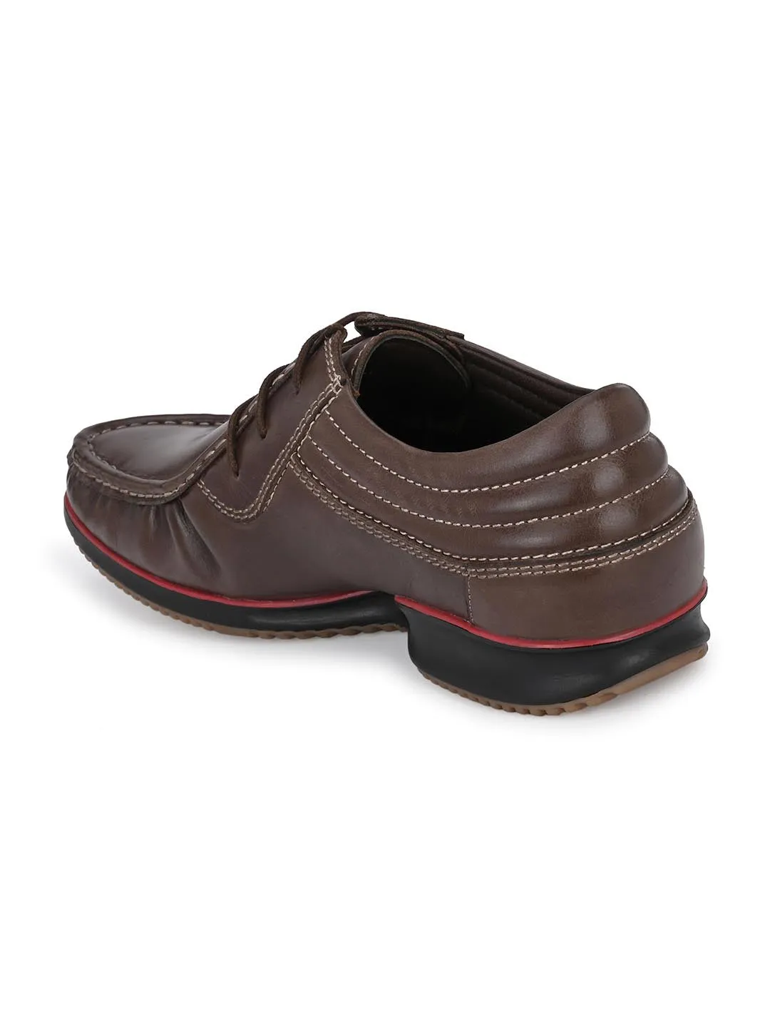 Hitz Herren Braune Lederschnürschuhe Casual