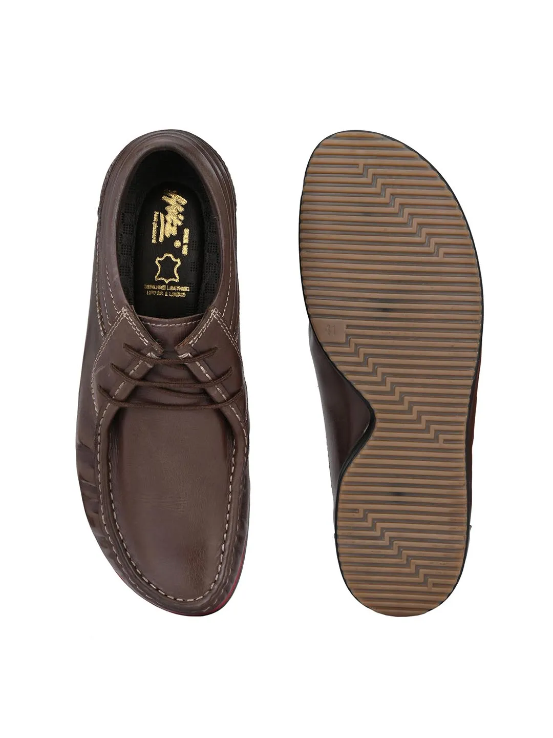 Hitz Herren Braune Lederschnürschuhe Casual