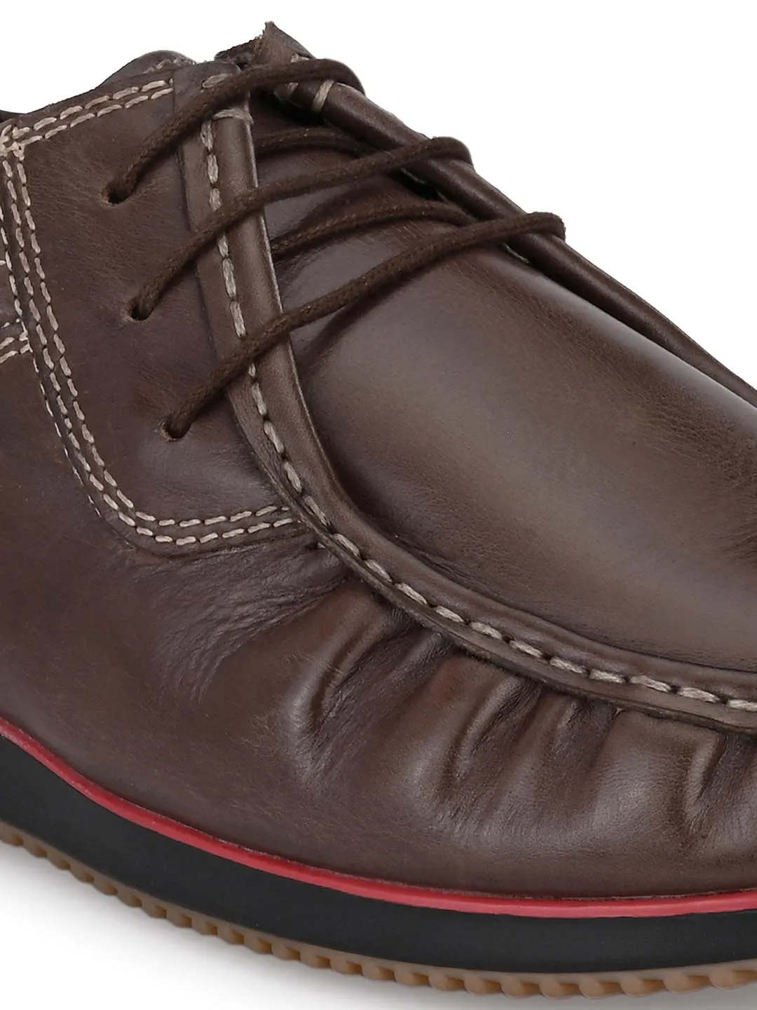 Hitz Herren Braune Lederschnürschuhe Casual
