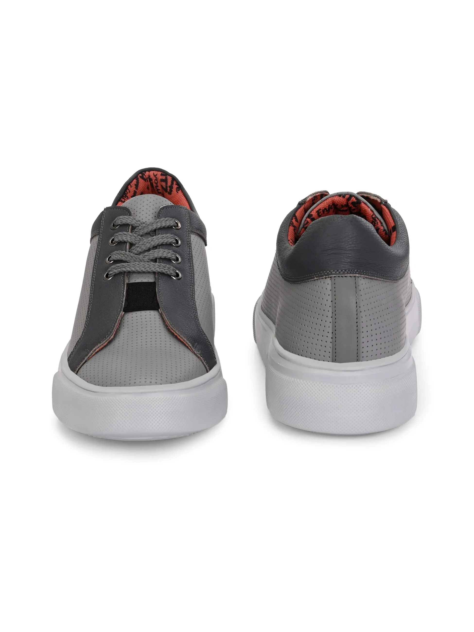 Hitz Herren Graue Leder Casual Schnürschuhe