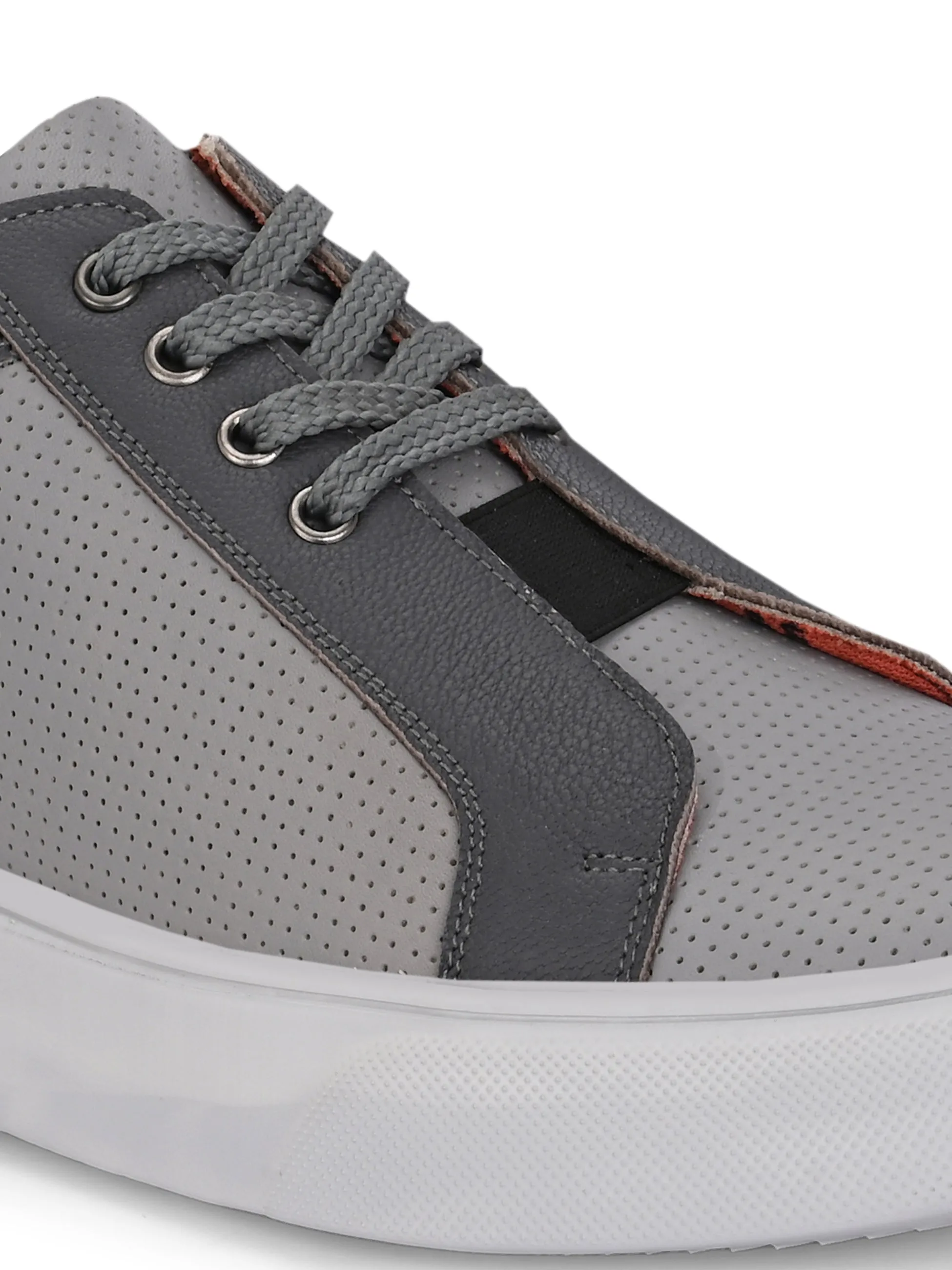 Hitz Herren Graue Leder Casual Schnürschuhe