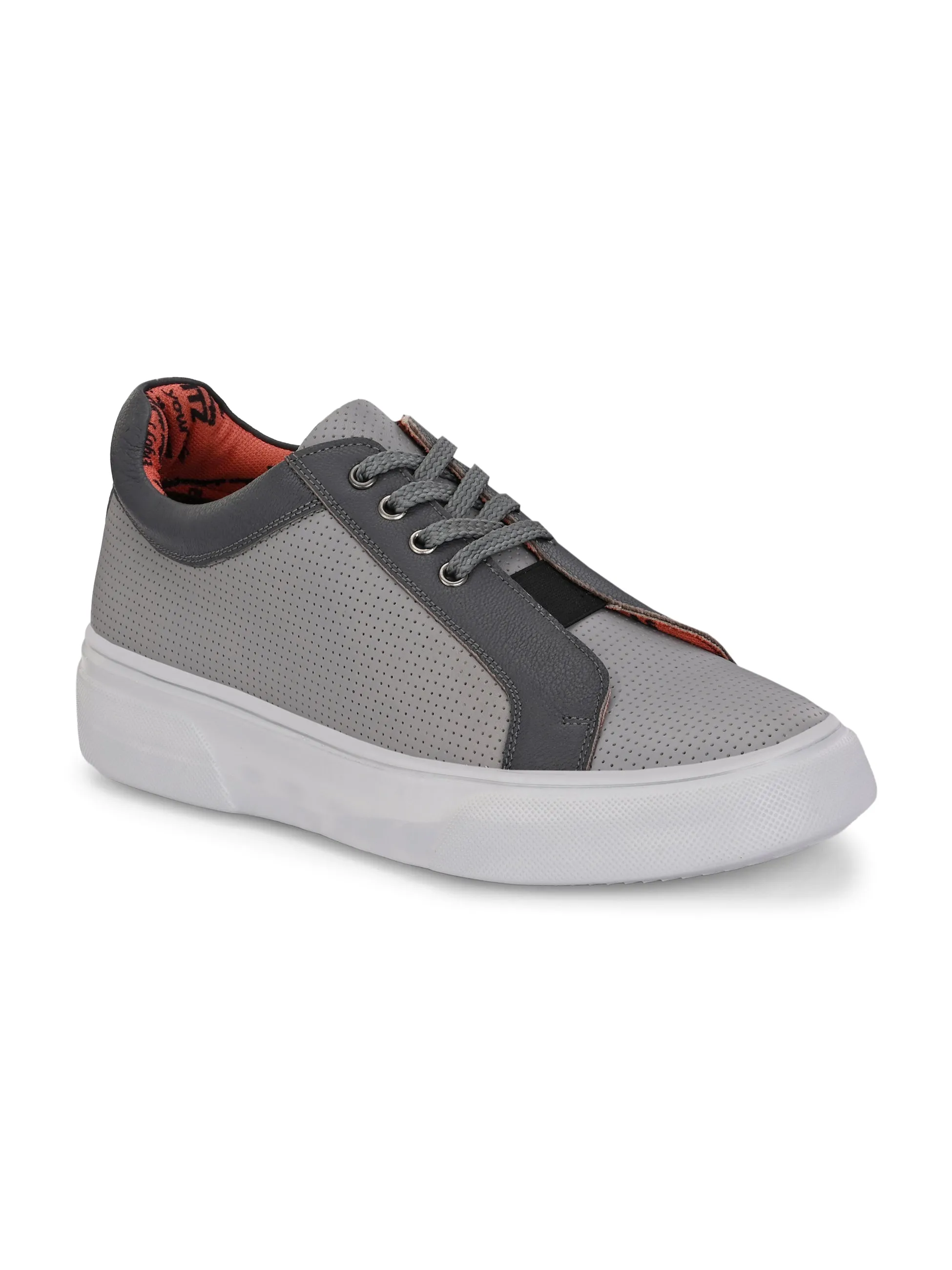 Hitz Herren Graue Leder Casual Schnürschuhe