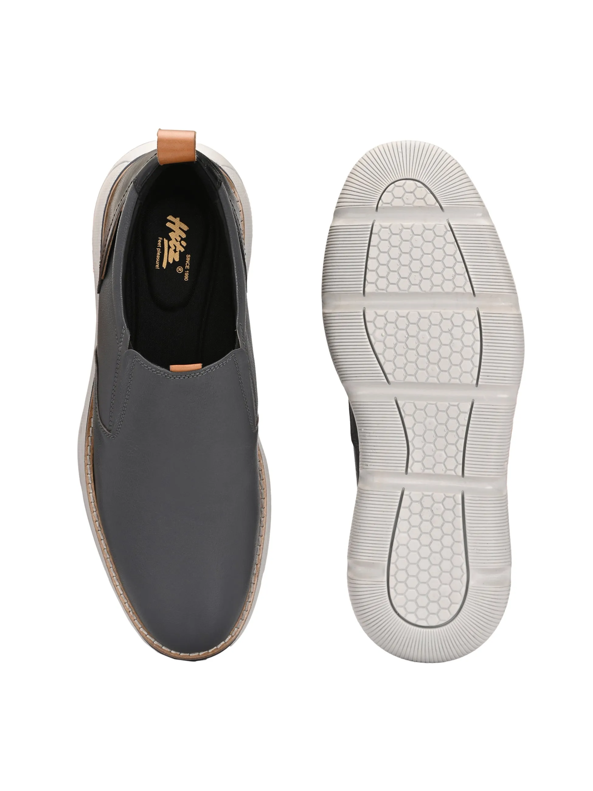 Hitz Herren Graue Leder Freizeitschuhe