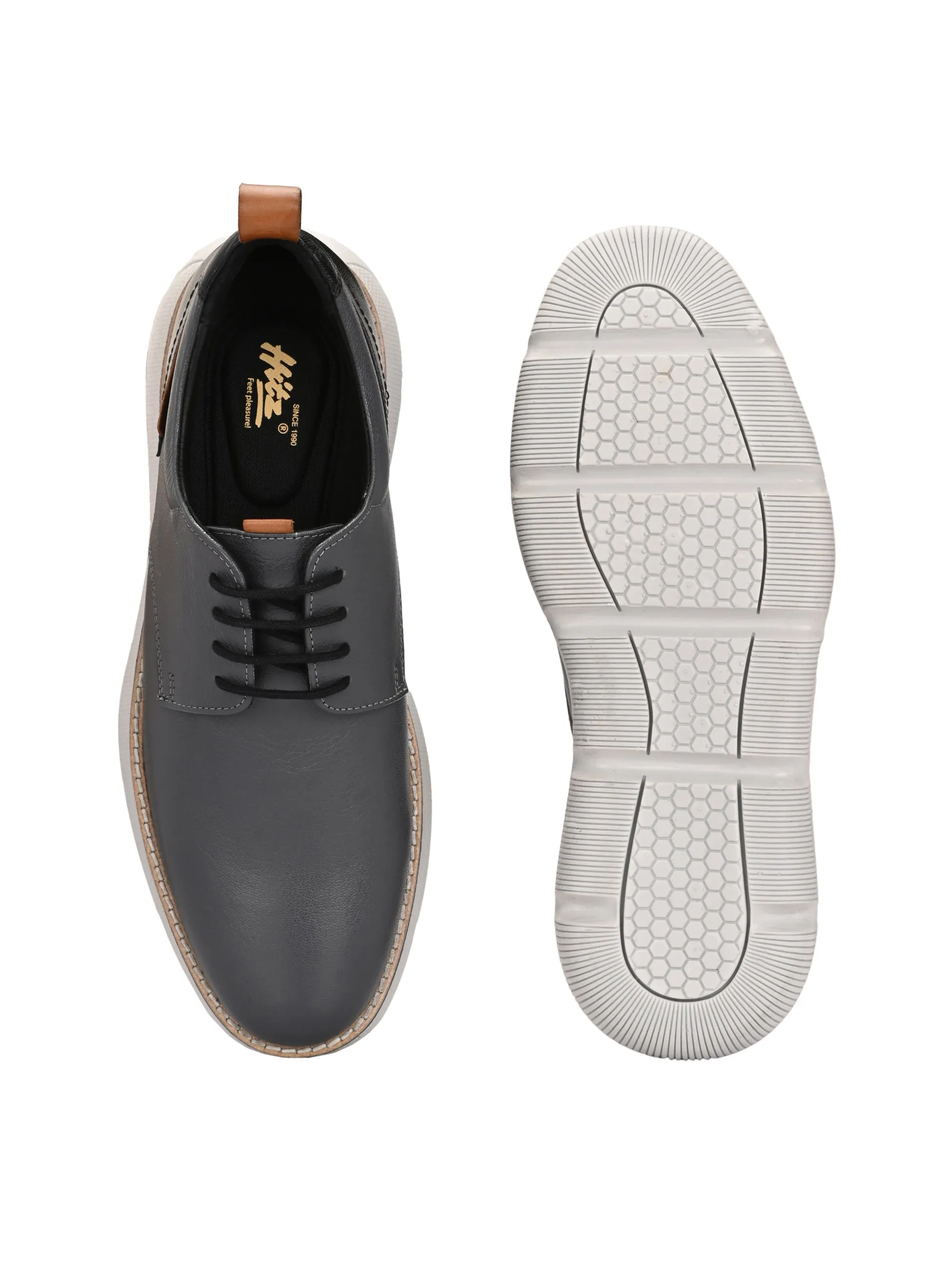 Hitz Herren Graue Leder Freizeitschuhe