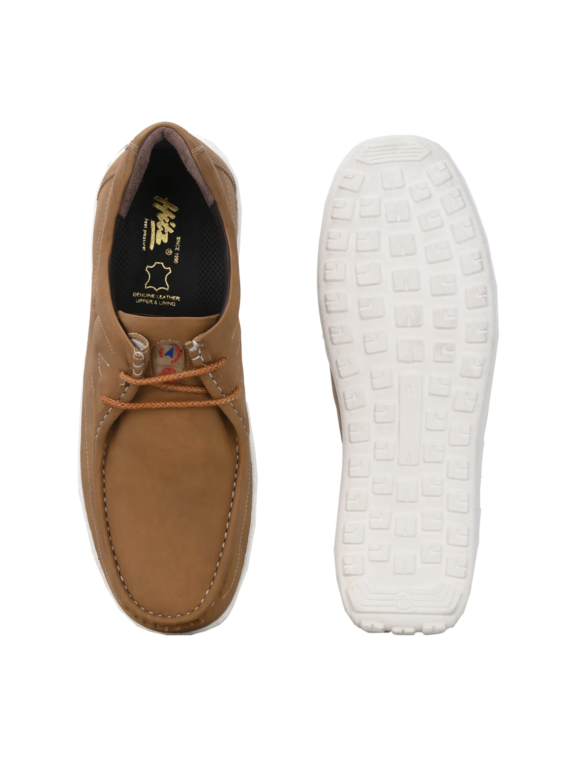 HITZ Herren Casual Schnürschuhe aus braunem Leder
