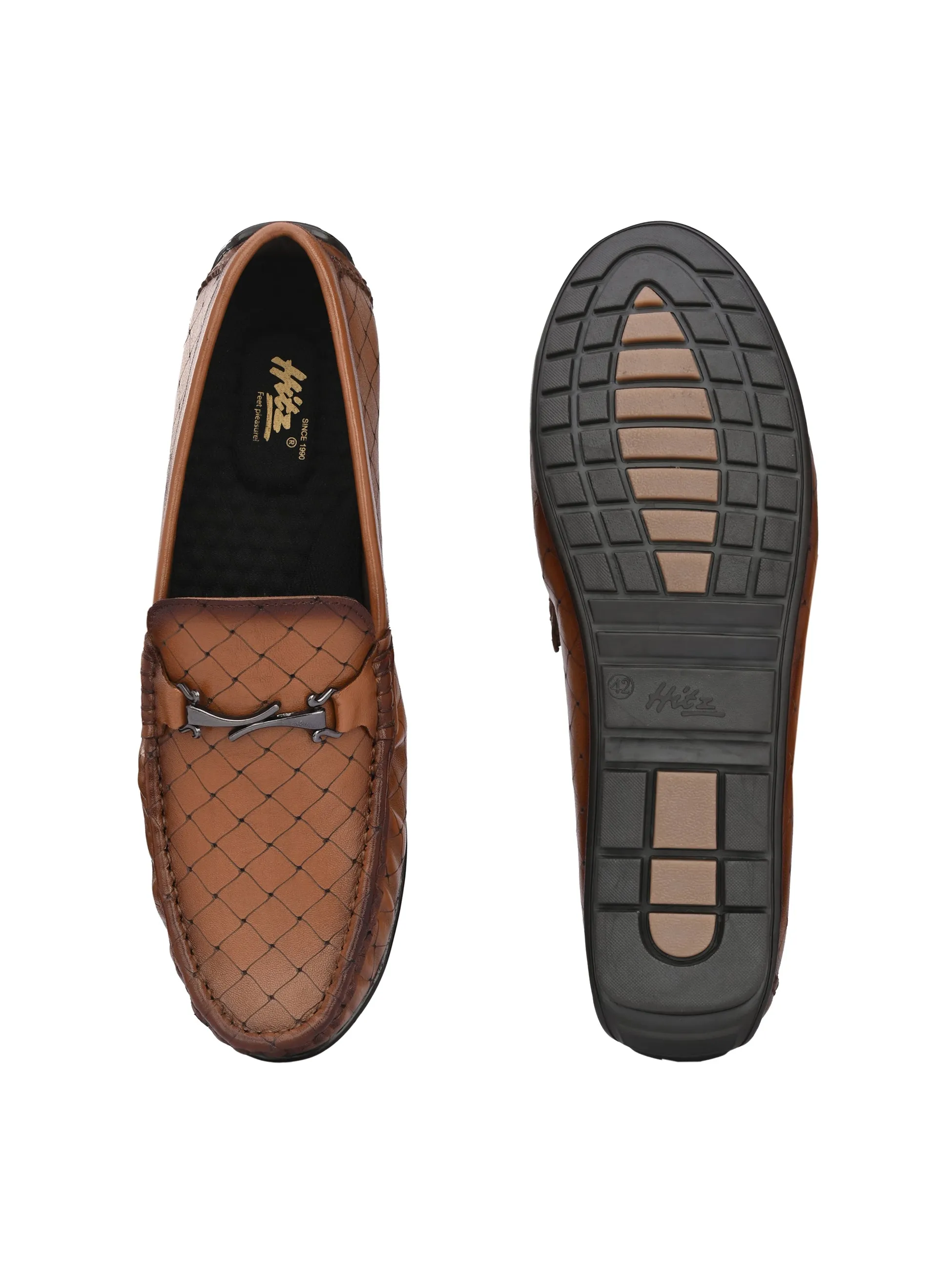 Hitz Herren Mokassins im Casual-Look aus braunem Leder