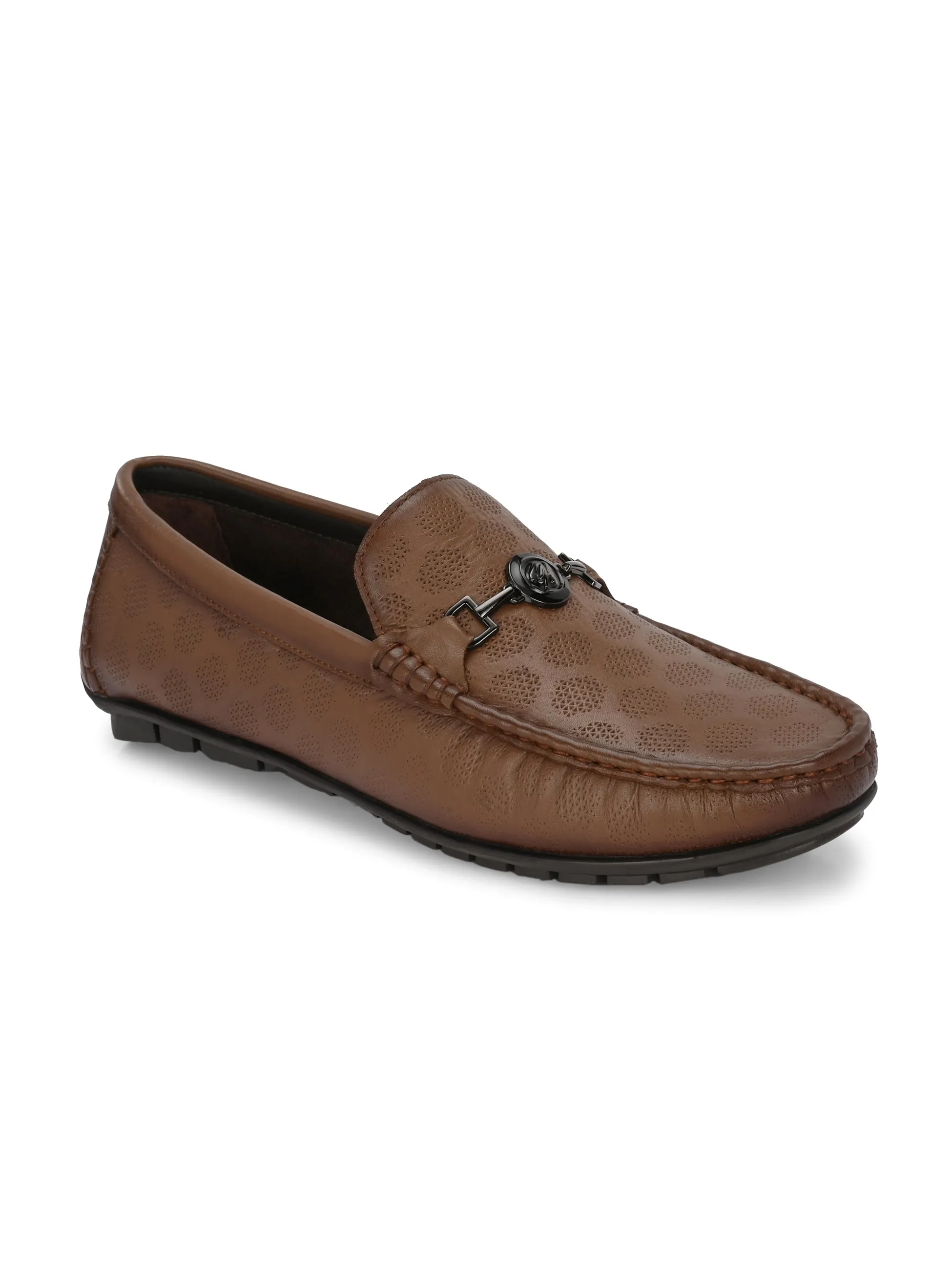 Hitz Herren Mokassins im Casual-Look aus braunem Leder