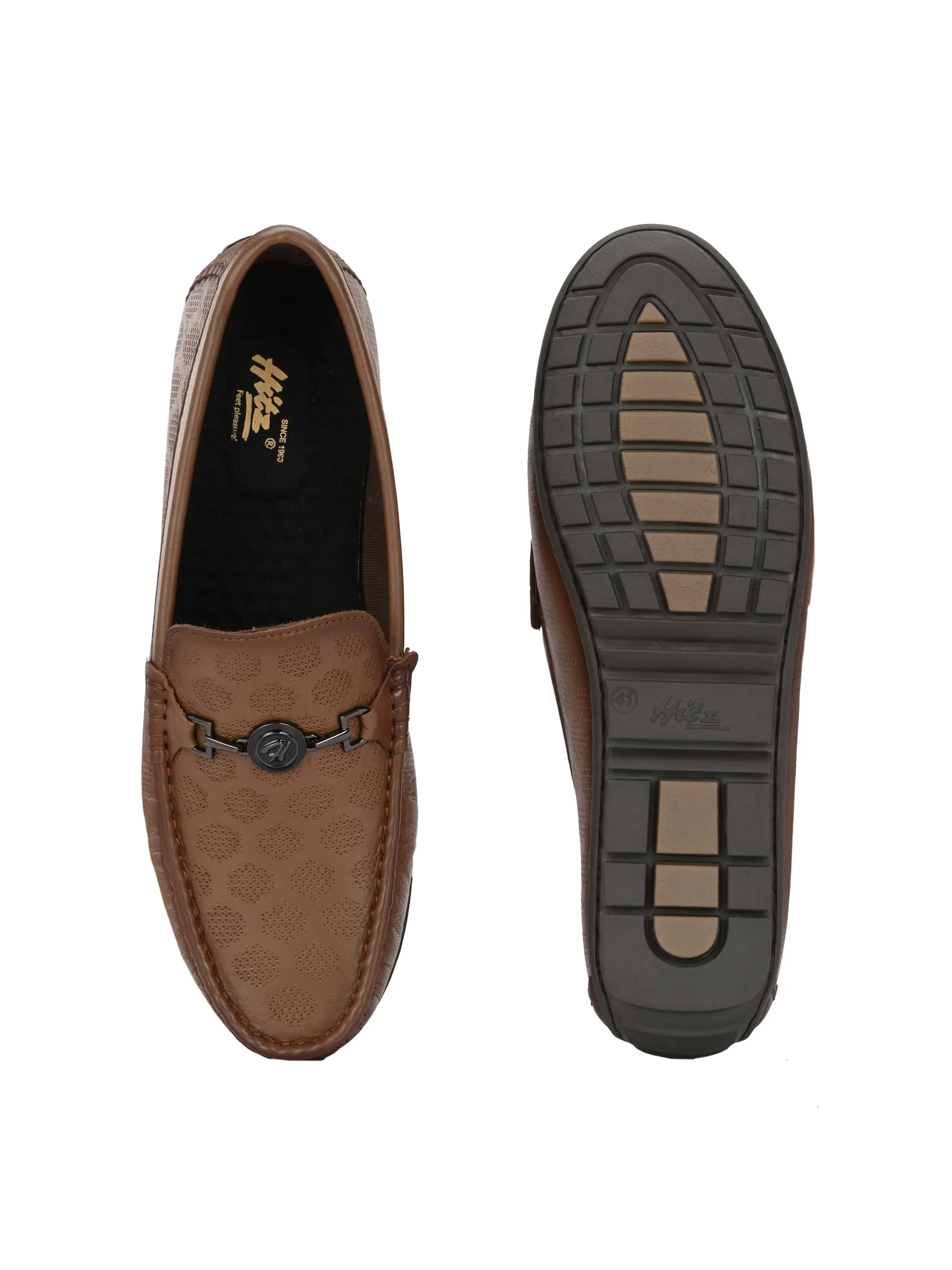 Hitz Herren Mokassins im Casual-Look aus braunem Leder