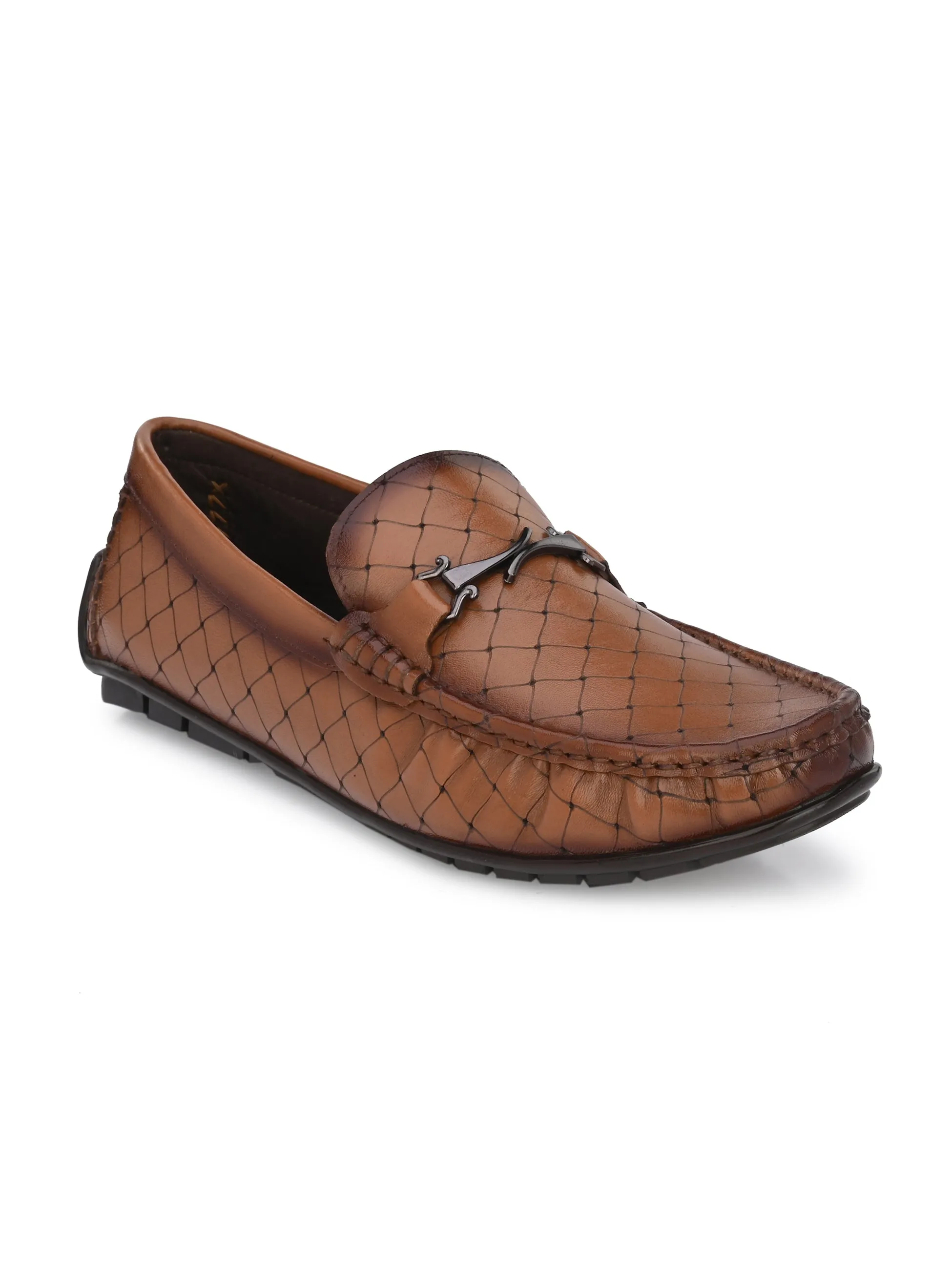Hitz Herren Mokassins im Casual-Look aus braunem Leder