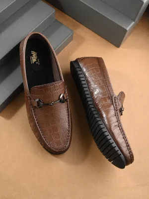 Hitz Herren Loafer aus braunem Leder mit Schlupffunktion und Komfortsohle
