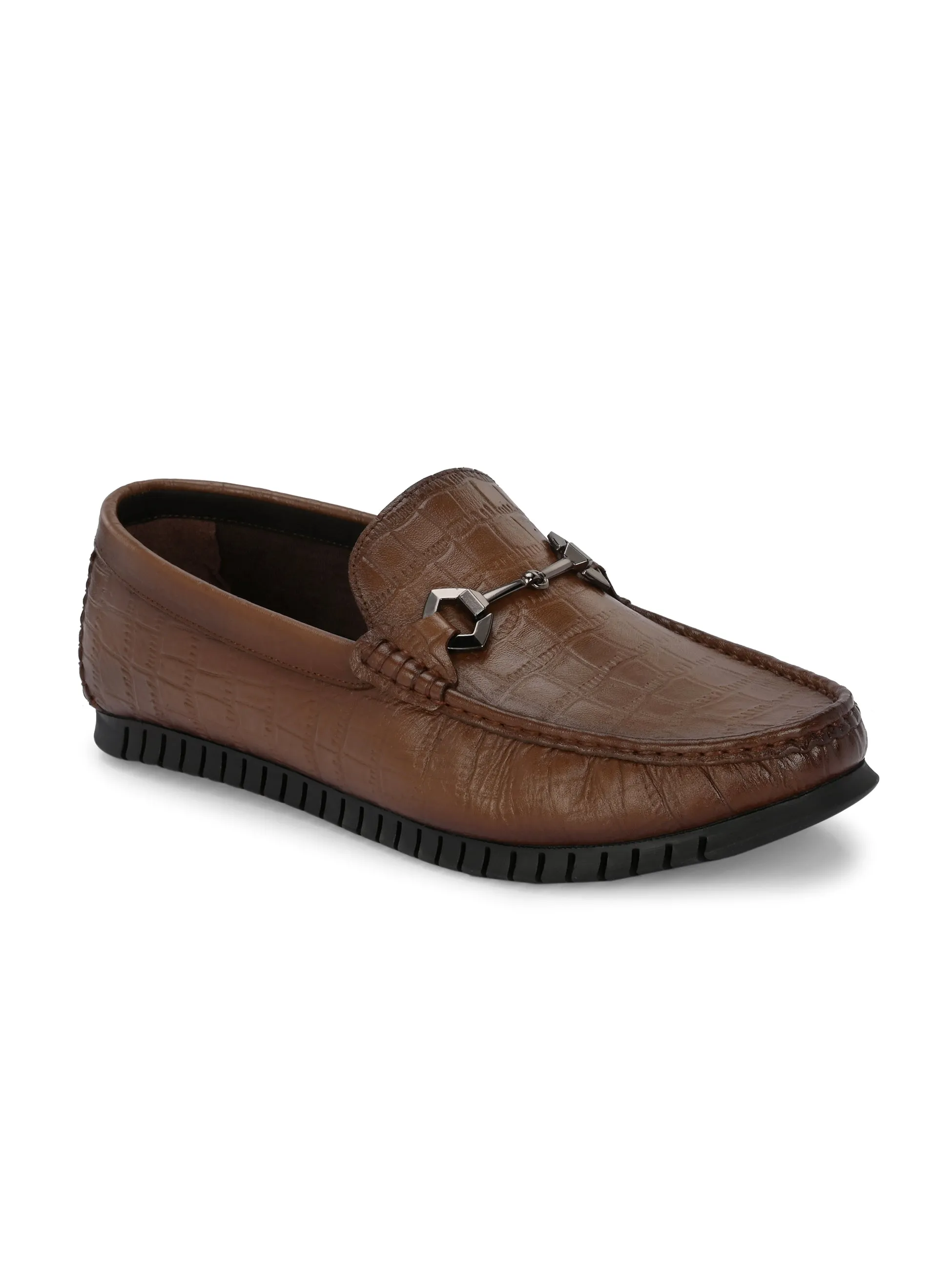 Hitz Herren Loafer aus braunem Leder mit Schlupffunktion und Komfortsohle
