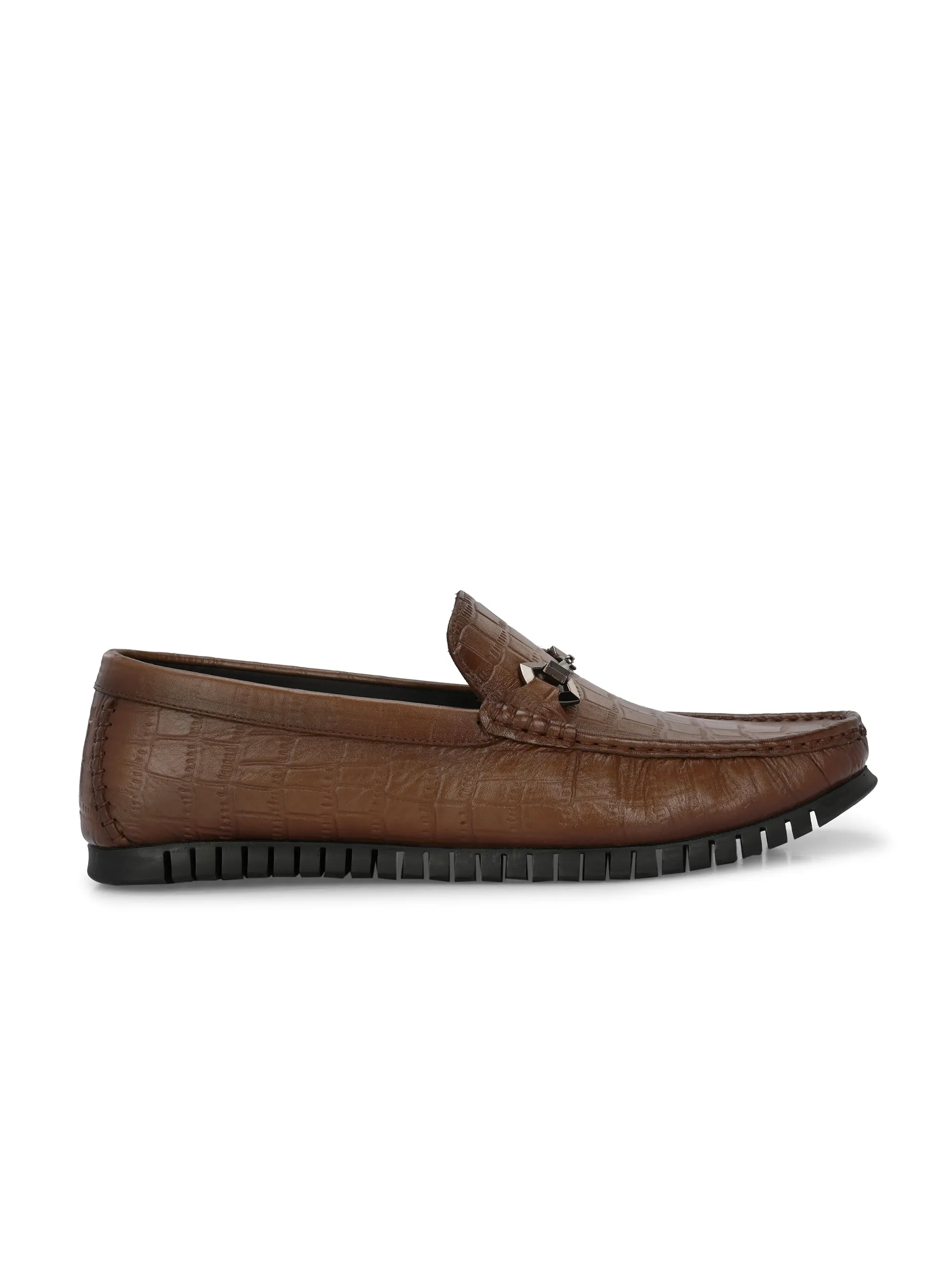 Hitz Herren Loafer aus braunem Leder mit Schlupffunktion und Komfortsohle