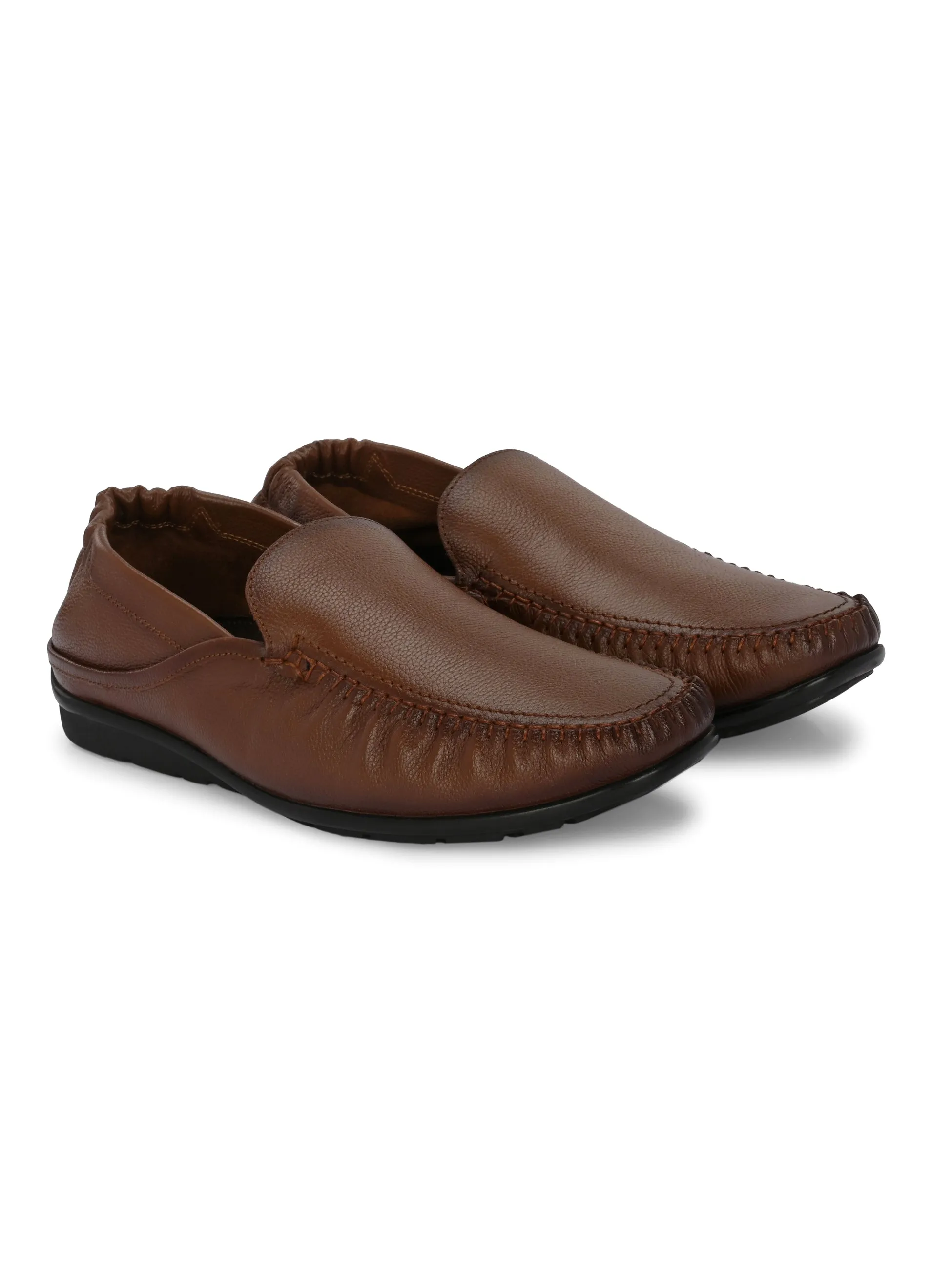Hitz Herren Loafer aus braunem Leder mit Slip-On-Design für optimalen Komfort