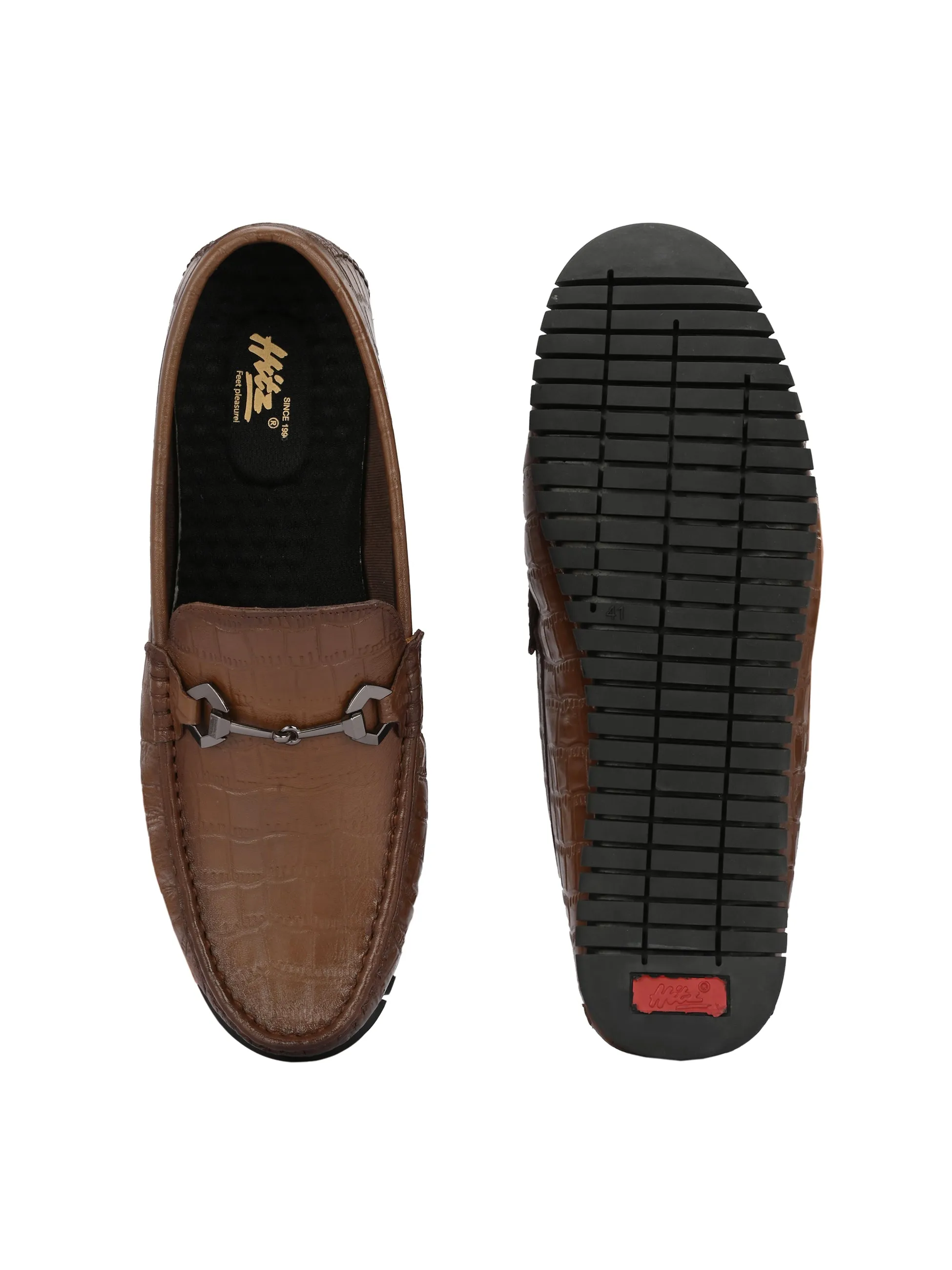 Hitz Herren Loafer aus braunem Leder mit Schlupffunktion und Komfortsohle