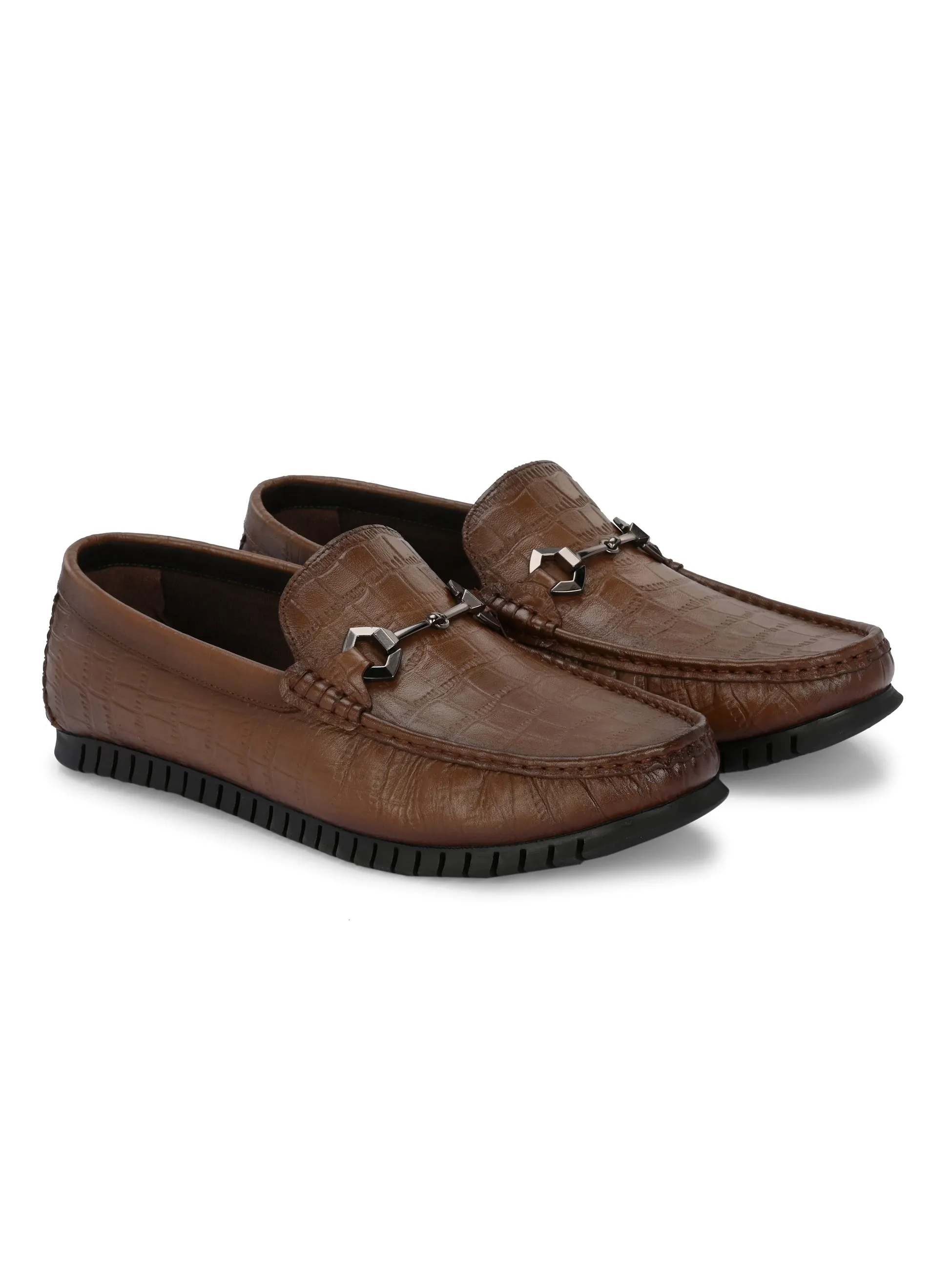Hitz Herren Loafer aus braunem Leder mit Schlupffunktion und Komfortsohle