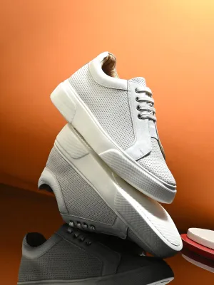 Hitz Herren-Sneaker aus weißem Leder mit Schnürung