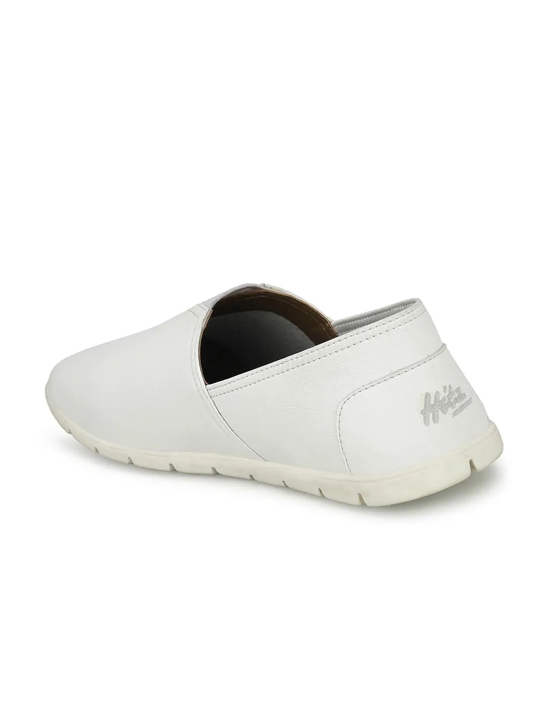 Hitz Herren Weiße Lederschlupfschuhe für Freizeit