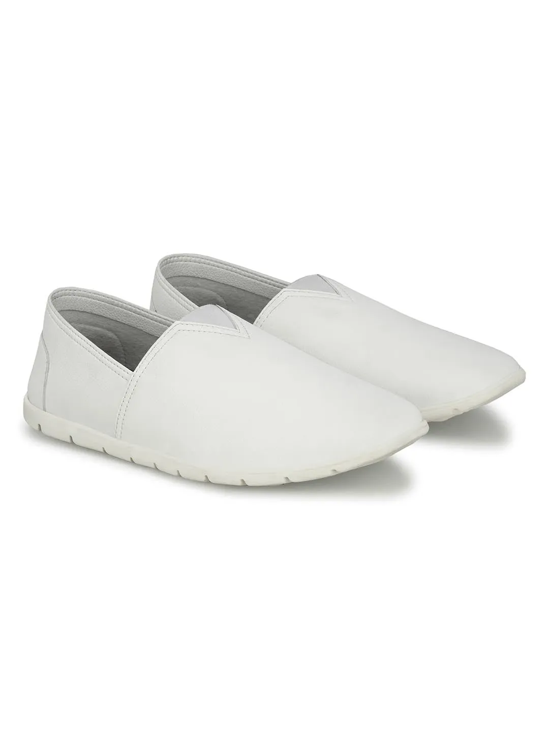 Hitz Herren Weiße Lederschlupfschuhe für Freizeit