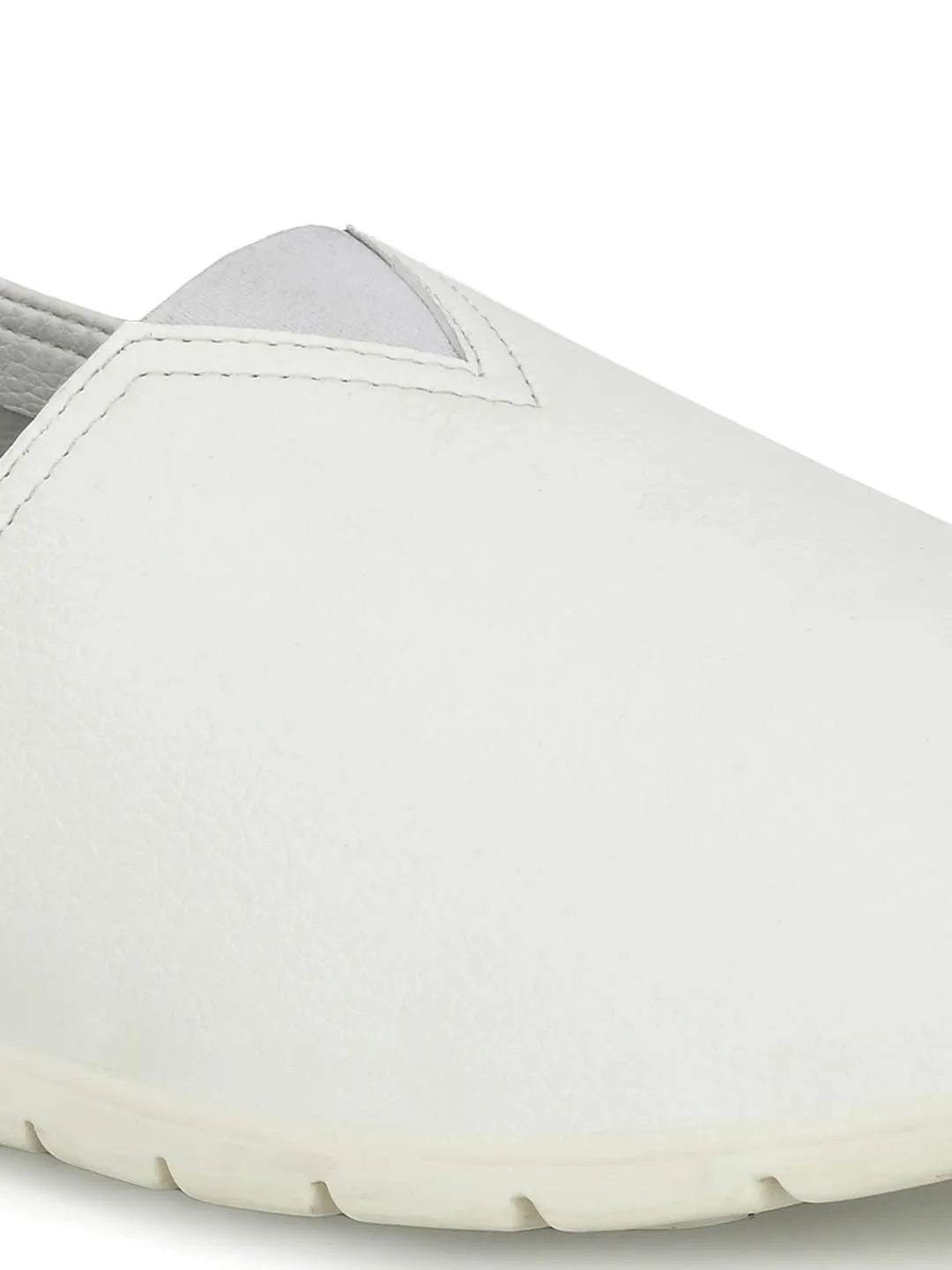 Hitz Herren Weiße Lederschlupfschuhe für Freizeit