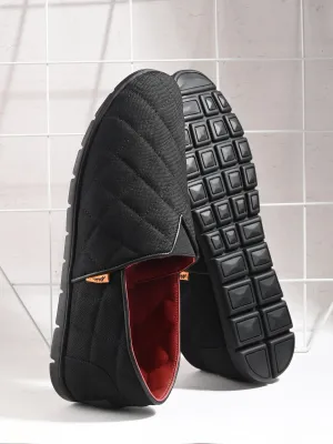 HITZ153-Herren Schwarze Bequeme Schlupfschuhe