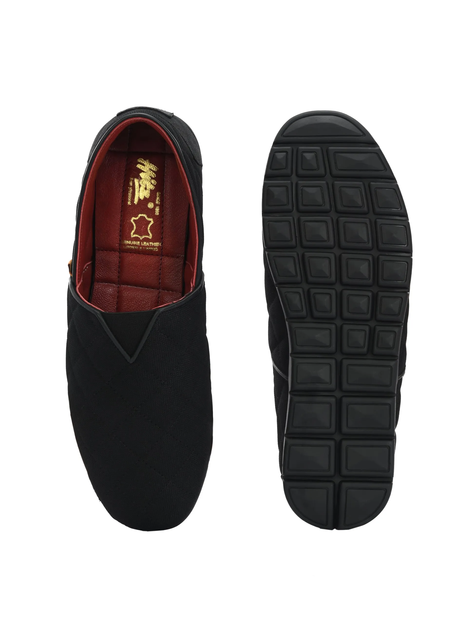 HITZ153-Herren Schwarze Bequeme Schlupfschuhe