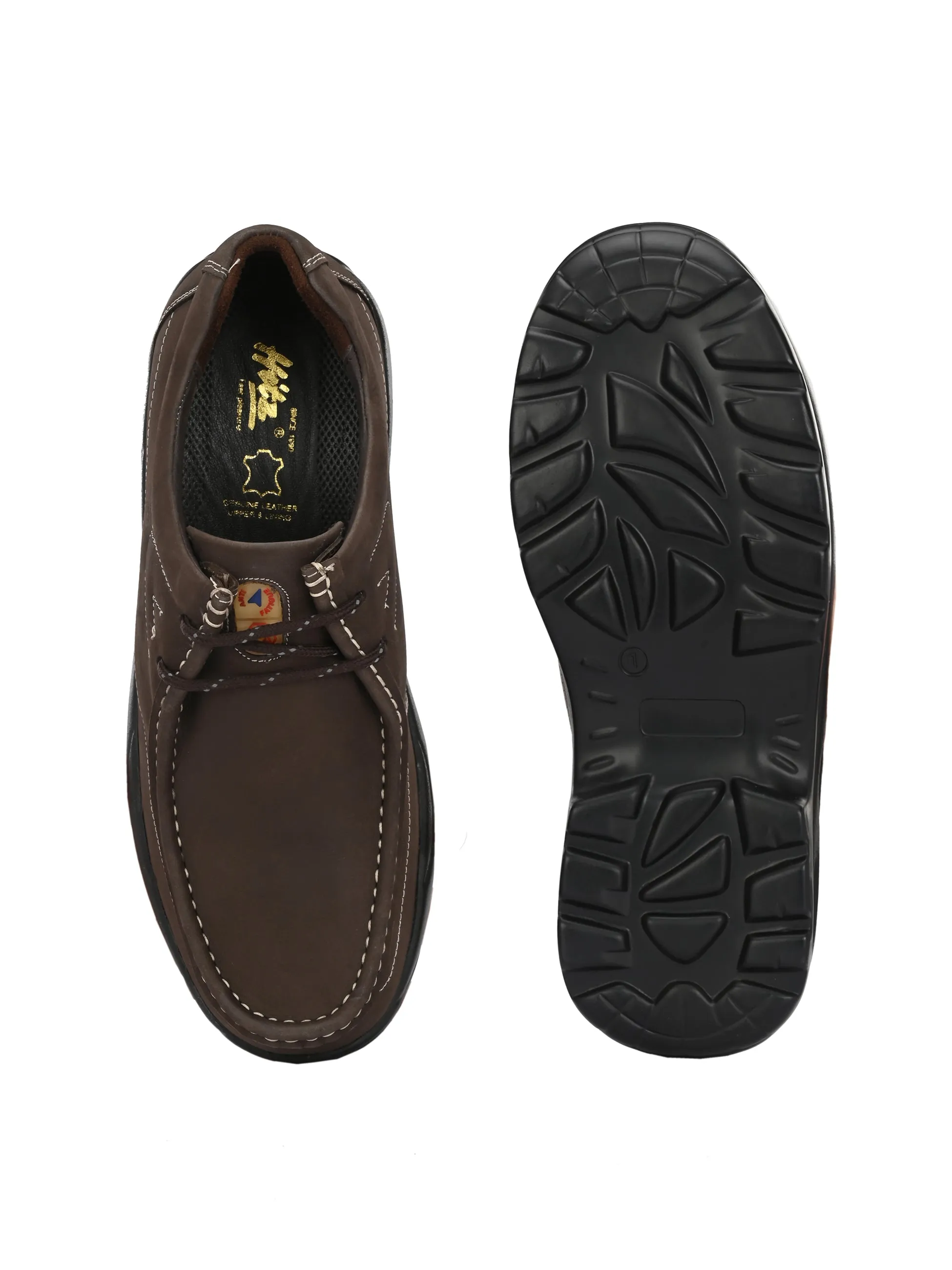 HITZ2651 Herren Braune Leder Casual Schnürschuhe