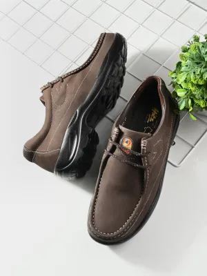 HITZ2651 Herren Braune Leder Casual Schnürschuhe