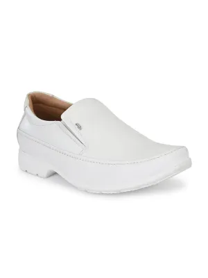 HITZR_5 Herren Weiße Lederformelle Schlupfschuhe