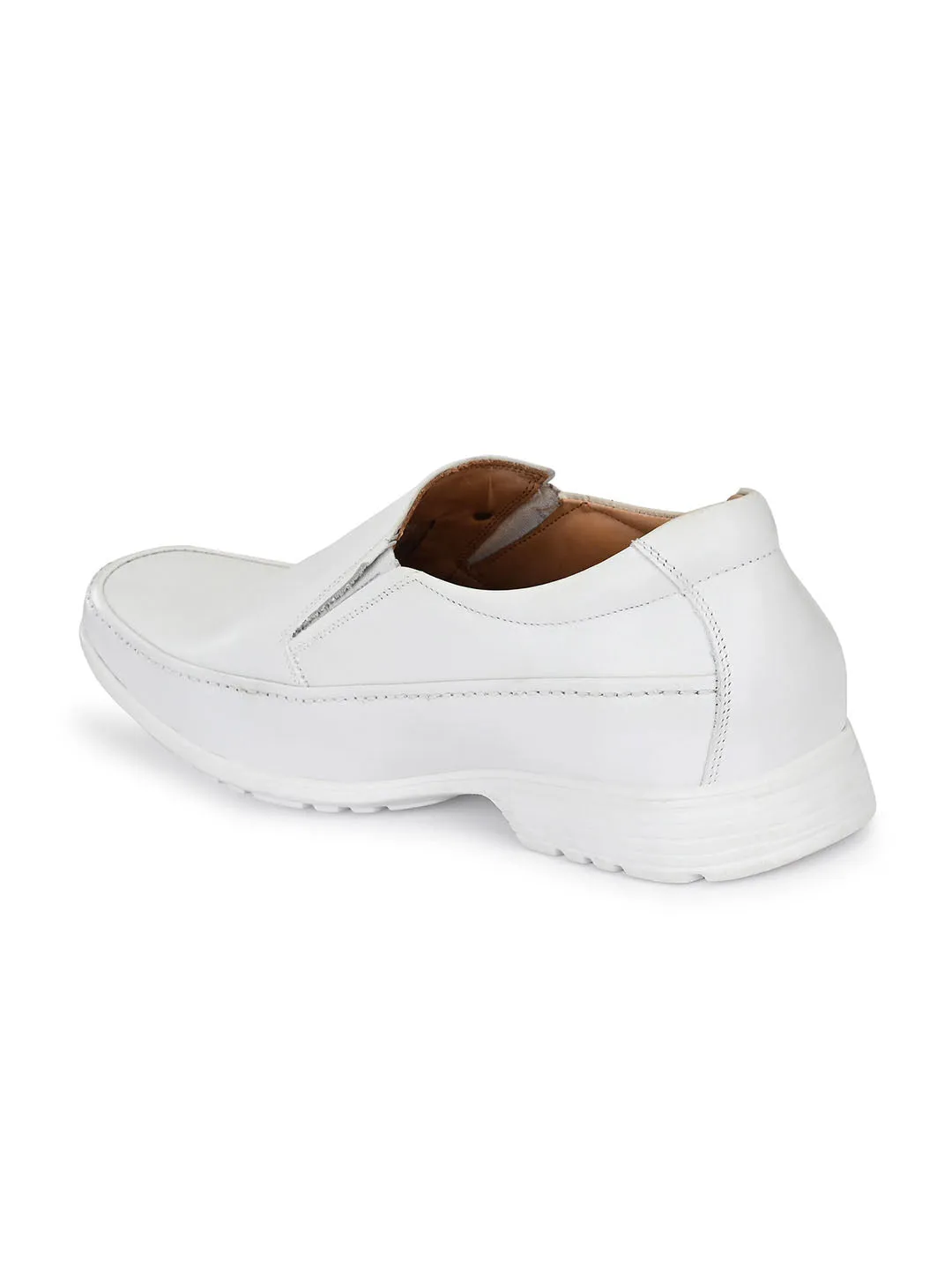 HITZR_5 Herren Weiße Lederformelle Schlupfschuhe