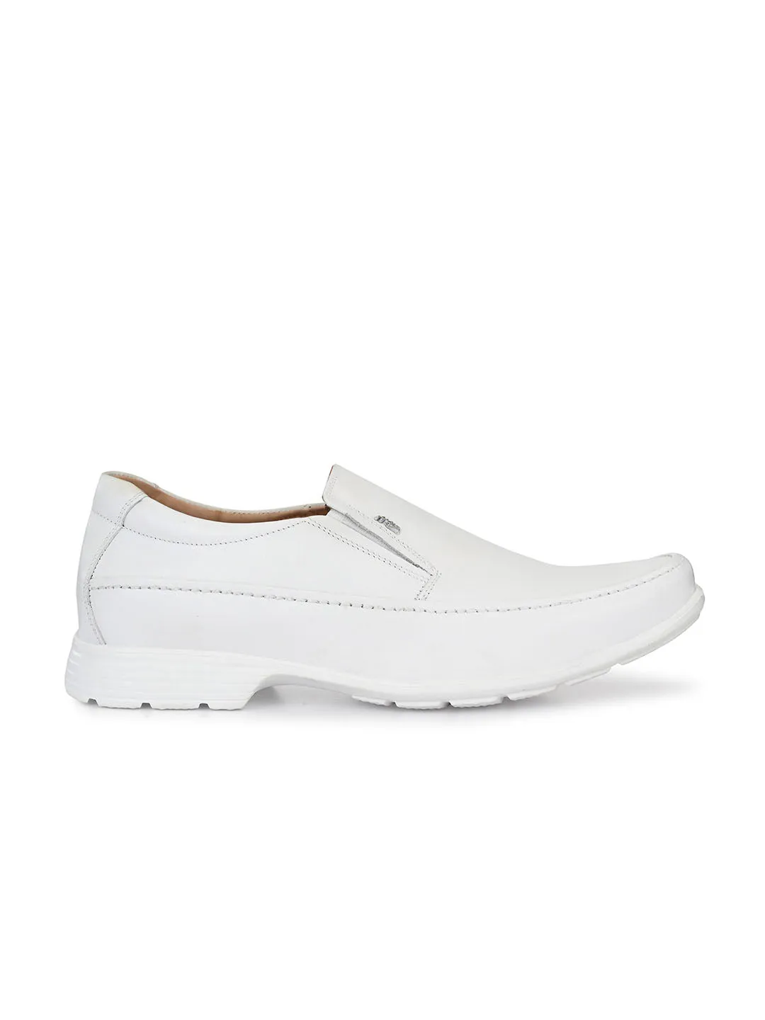 HITZR_5 Herren Weiße Lederformelle Schlupfschuhe
