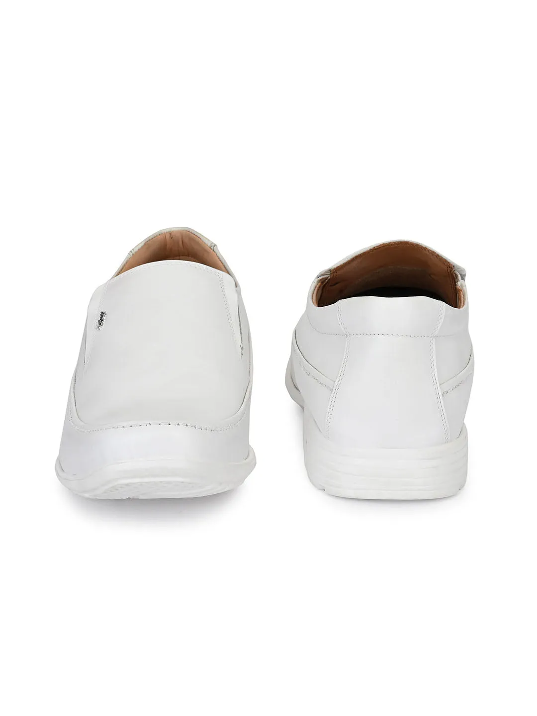 HITZR_5 Herren Weiße Lederformelle Schlupfschuhe