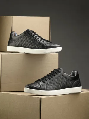 HITZSN_10 - Herren-Sneaker aus schwarzem Leder mit Schnürung