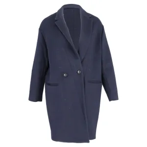 Isabel Marant Doppelreihiger Mantel in Marineblauem Wollstoff