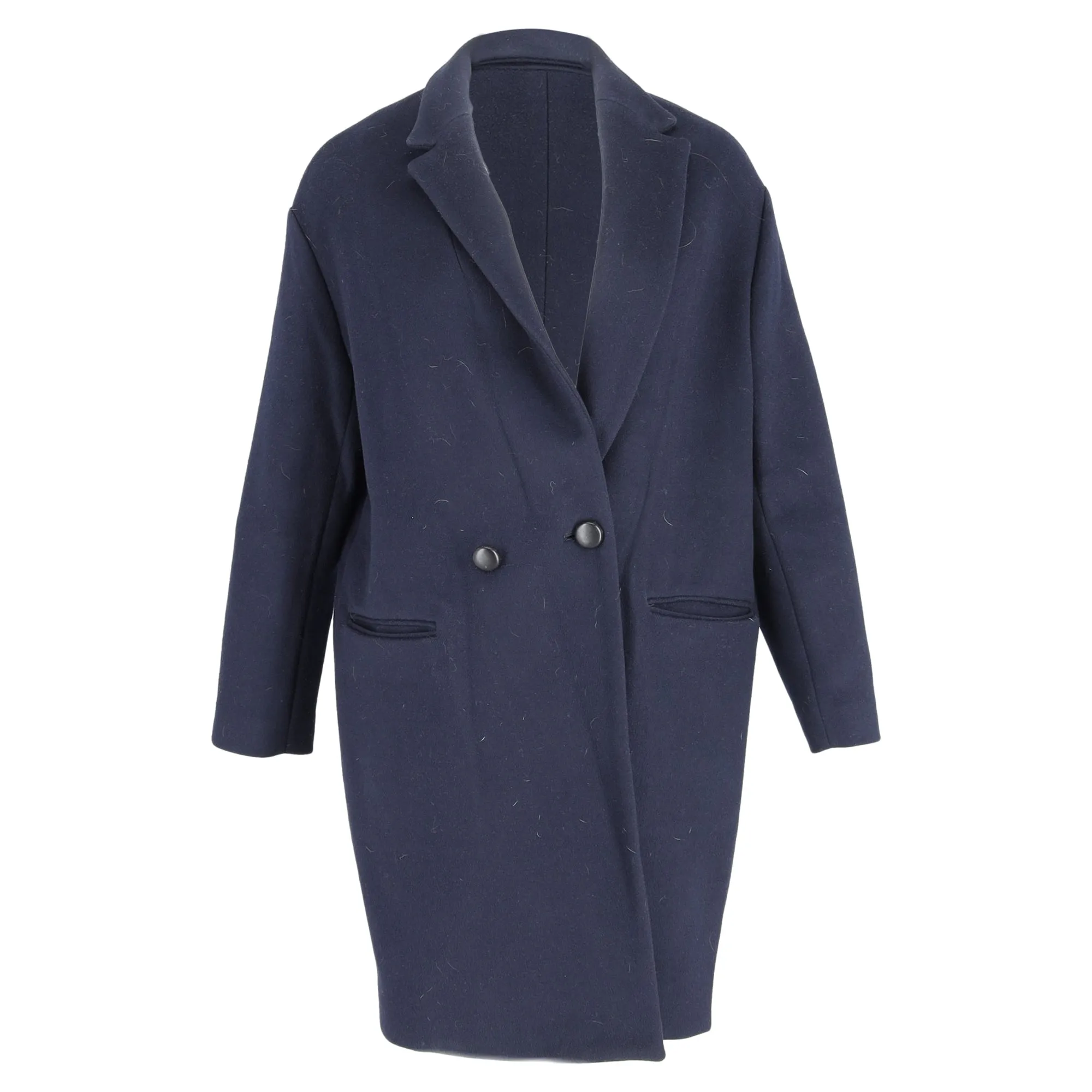 Isabel Marant Doppelreihiger Mantel in Marineblauem Wollstoff
