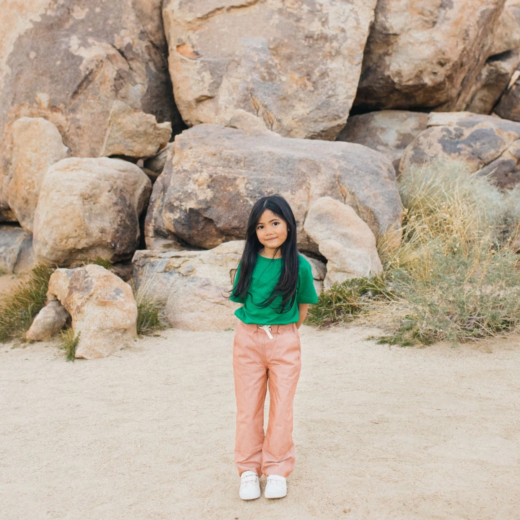 Jules Pants - Orangefarbenes Chambray Babykids_Jackalo