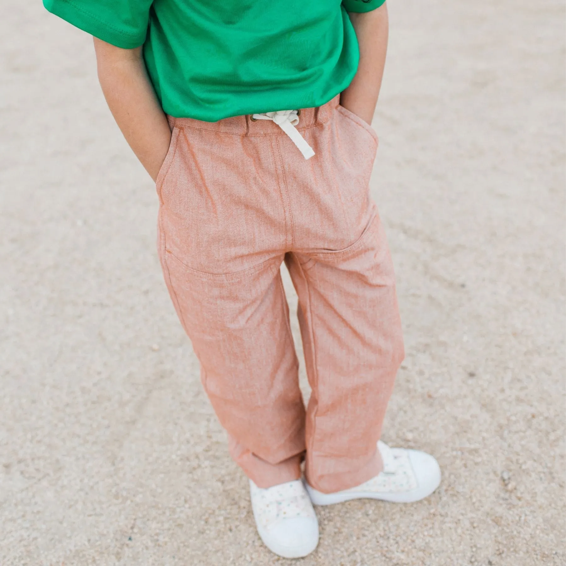Jules Pants - Orangefarbenes Chambray Babykids_Jackalo
