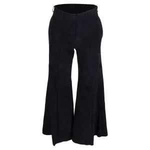 Khaite High-Waisted Bell Pants in Schwarz Wildleder