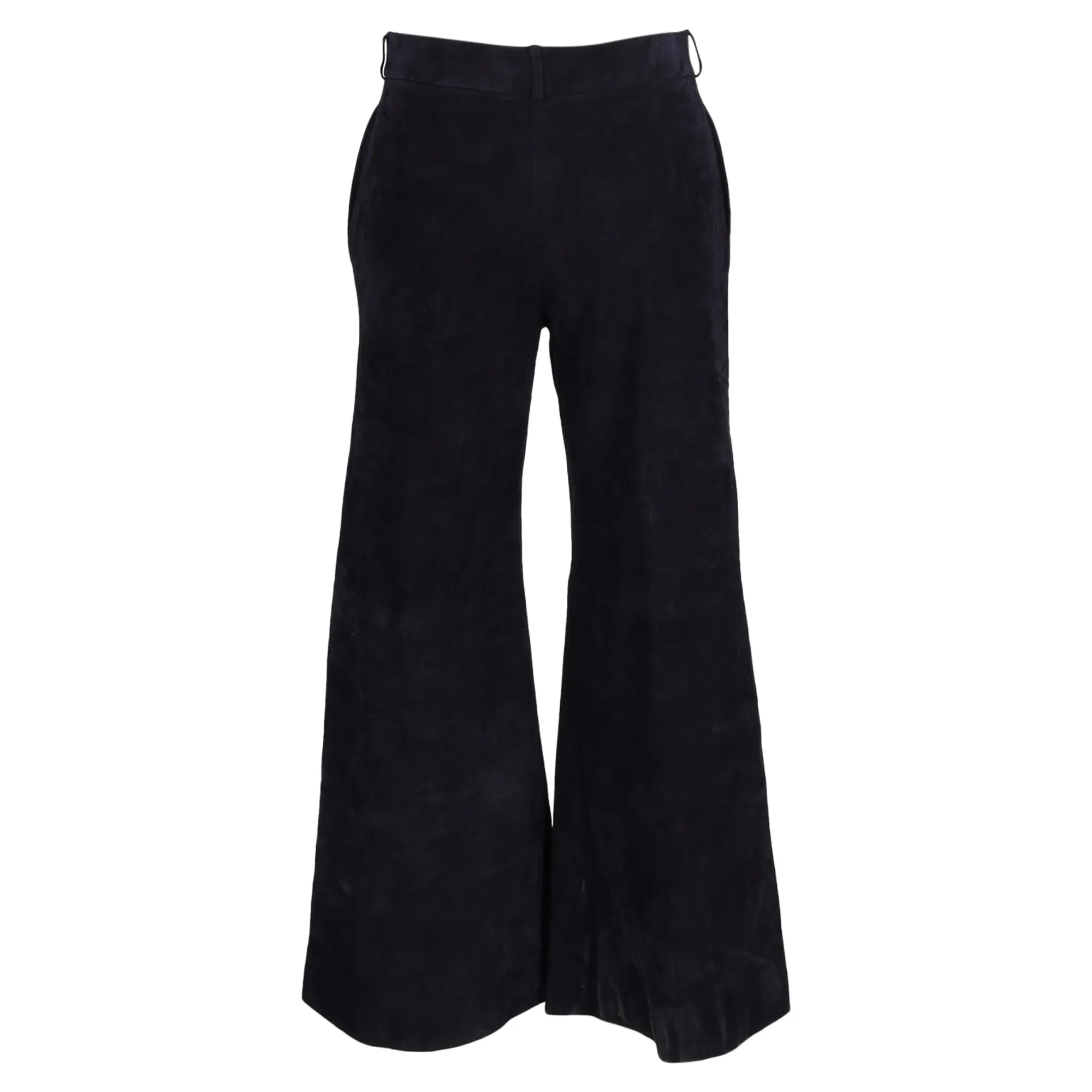 Khaite High-Waisted Bell Pants in Schwarz Wildleder