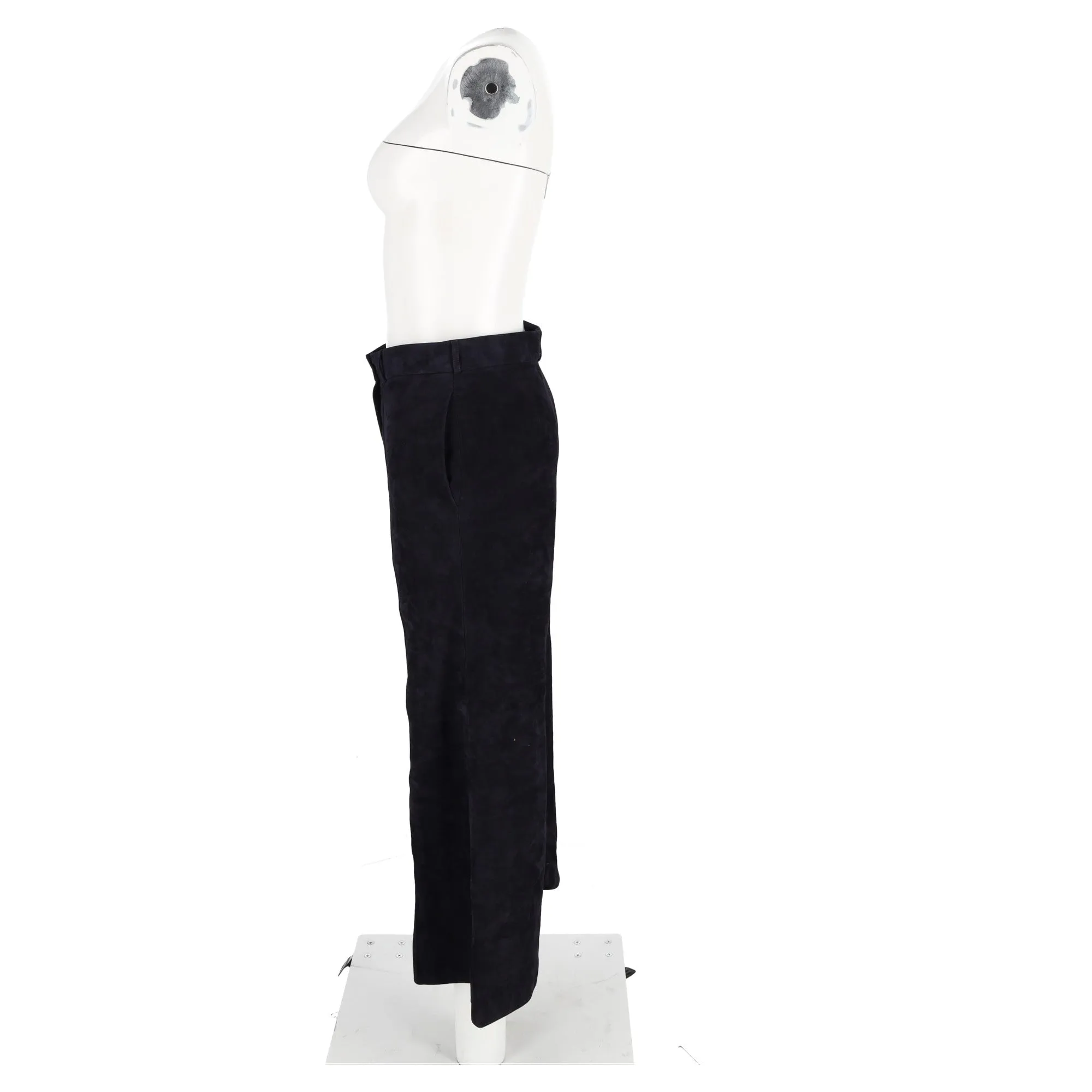 Khaite High-Waisted Bell Pants in Schwarz Wildleder