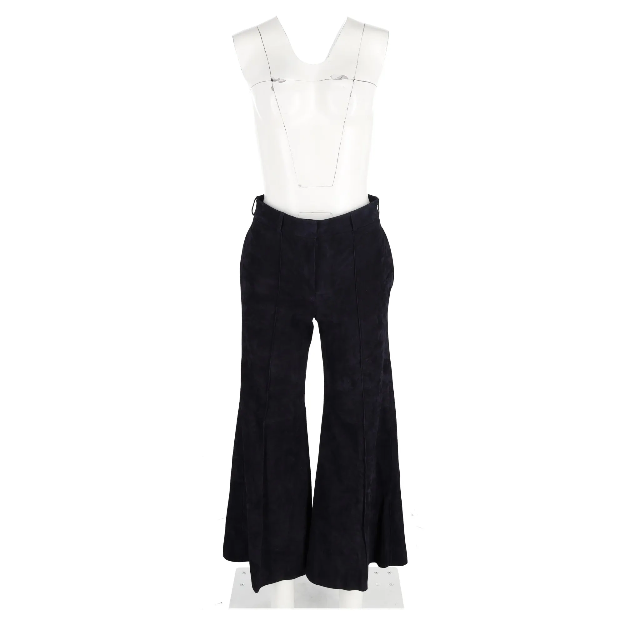 Khaite High-Waisted Bell Pants in Schwarz Wildleder