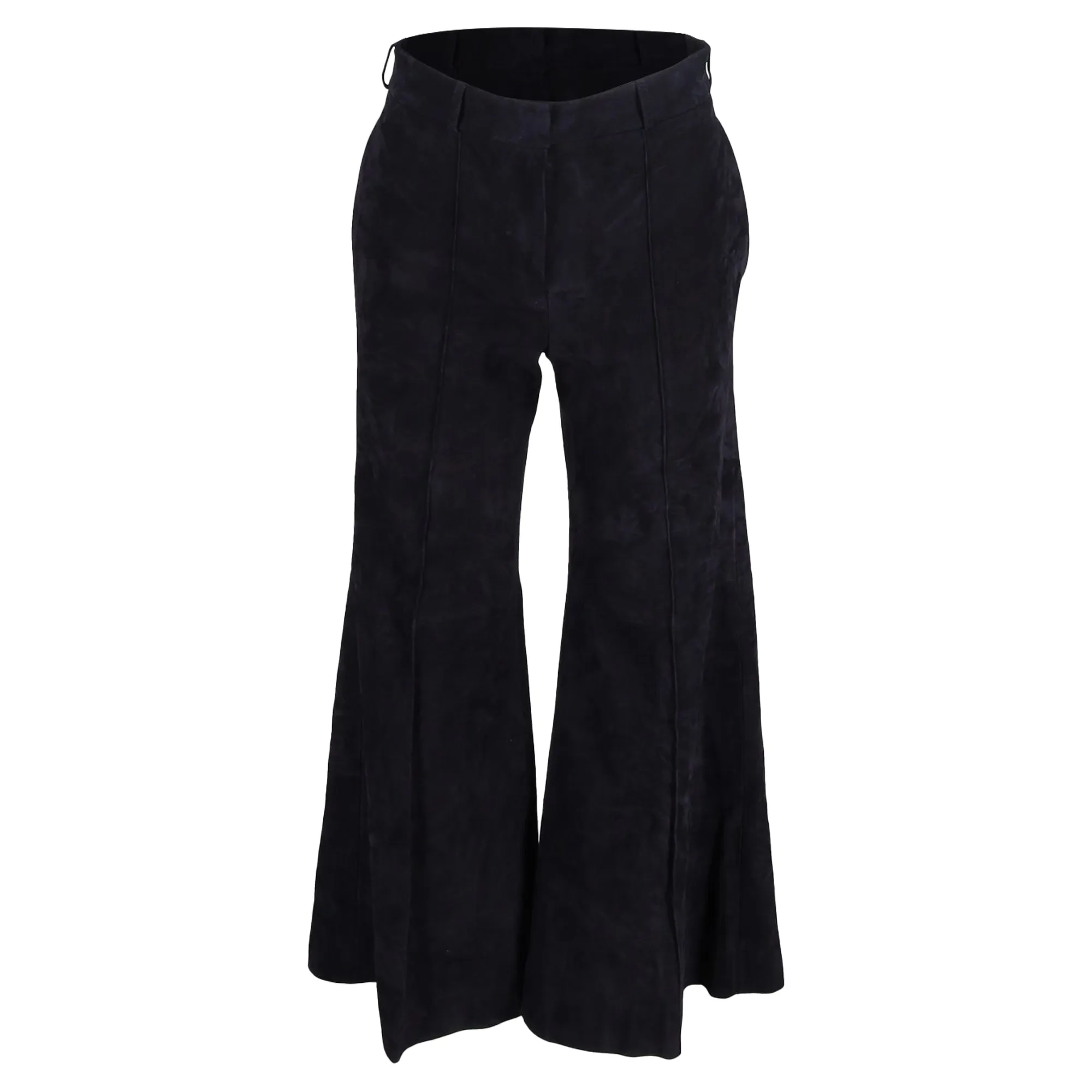 Khaite High-Waisted Bell Pants in Schwarz Wildleder
