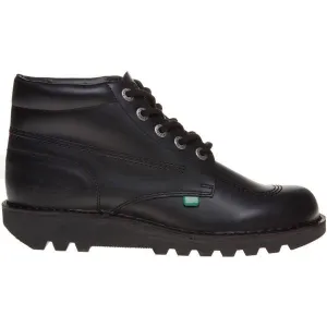 Kickers: Kick Hi - Schwarzes Leder / Schnürsenkel