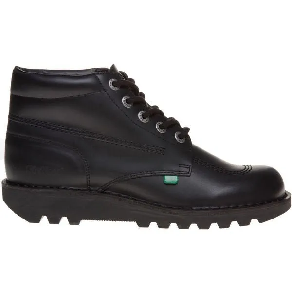 Kickers: Kick Hi - Schwarzes Leder / Schnürsenkel