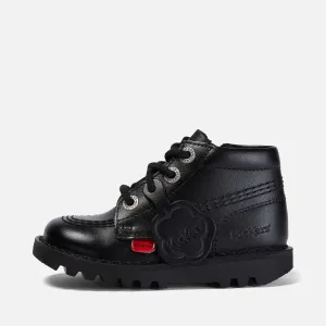 Kickers: Kick Hi Zip Unisex-Schulschuhe - Schwarzes Leder