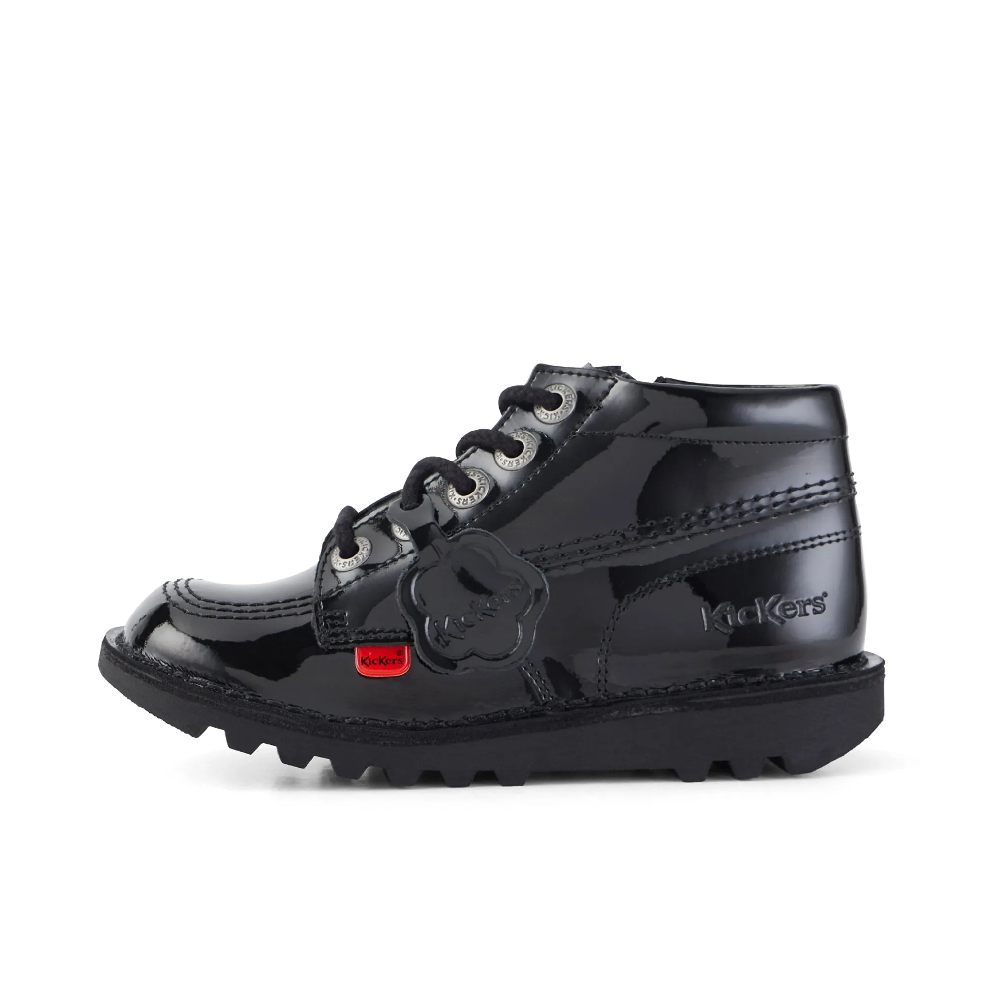 Kickers: Kick Hi Zip Unisex-Schulschuhe - Hochglanzschwarz